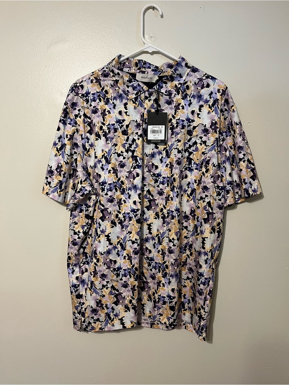 Bugatchi Men’s Lavender, Navy & Beige Floral Polo Shirt XL NWT